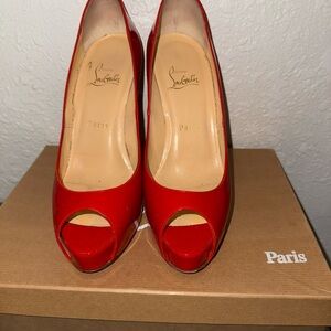 Vendome 120 patent Louboutin peep shoes